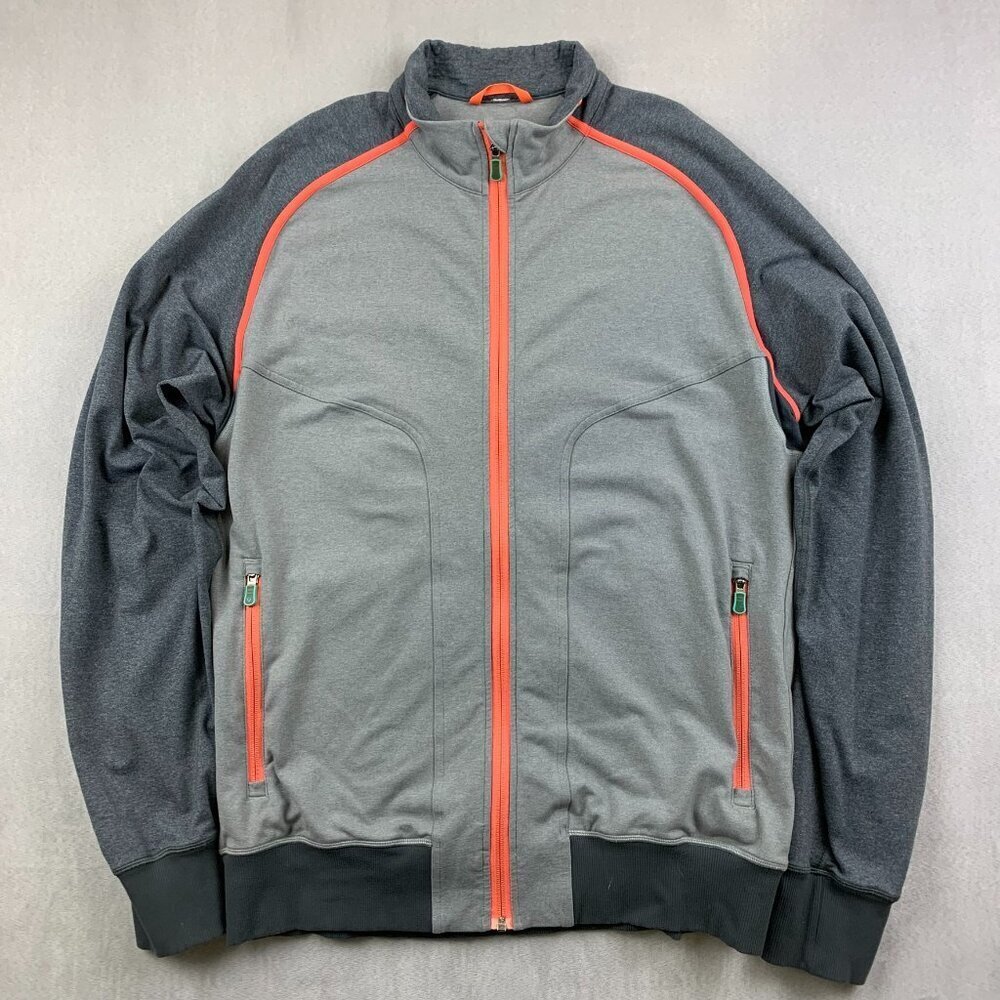 Lululemon Mens Sweater XL Gray Colorblock Full Zip Track Jacket Stretch Pockets